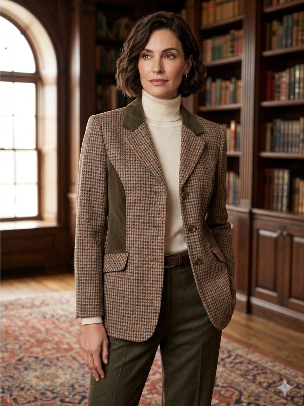 Style Exchange Blazer Plaid Wool With Velvet Collar Side Panels Vintage Size SP
